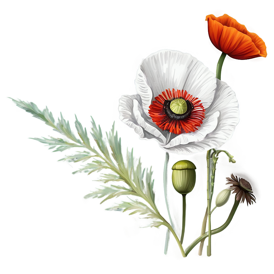 Rustic Poppy Composition Png 06112024 PNG Image