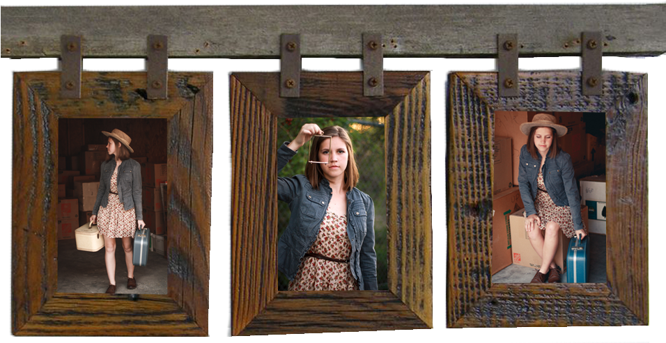 Rustic Triptych Photo Frames PNG Image