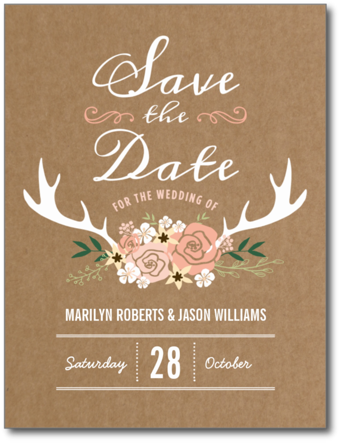 Rustic Wedding Savethe Date Card PNG Image