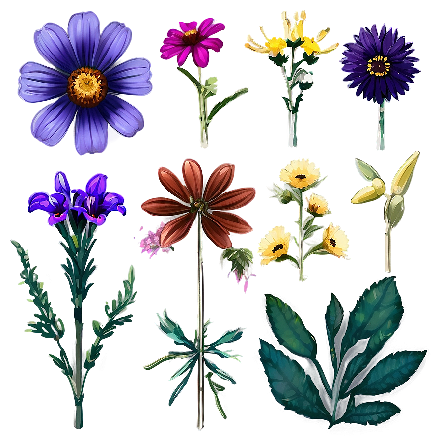 Rustic Wildflower Collection Png 06252024 PNG Image