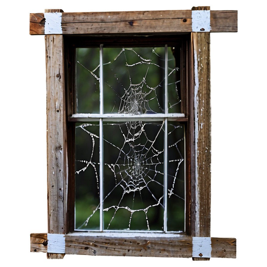 Rustic Window Spider Web PNG Image