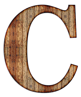 Rustic Wooden Letter C PNG Image