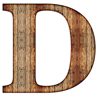 Rustic Wooden Letter D PNG Image