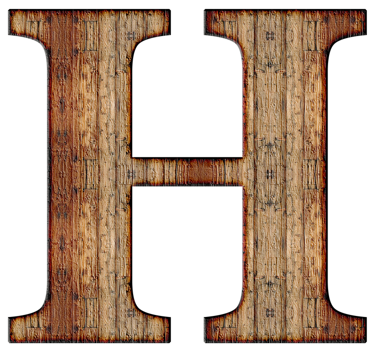 Rustic Wooden Letter H PNG Image