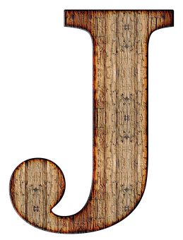 Rustic Wooden Letter J PNG Image