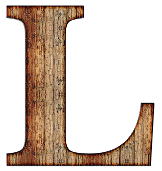 Rustic Wooden Letter L PNG Image