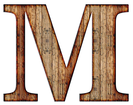 Rustic Wooden Letter M PNG Image