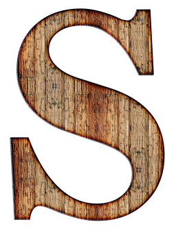 Rustic Wooden Letter S PNG Image