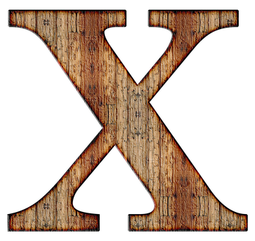 Rustic Wooden Letter X PNG Image