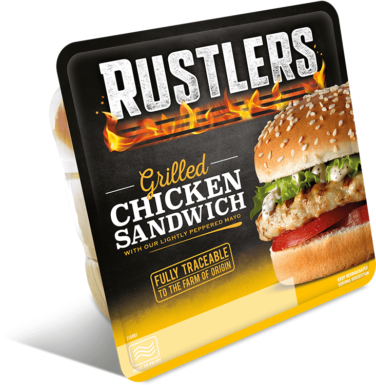 Rustlers Grilled Chicken Sandwich Packaging PNG Image