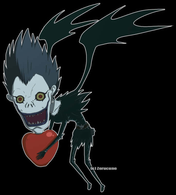 Ryuk_with_ Apple_ Death_ Note_ Anime_ Character PNG Image