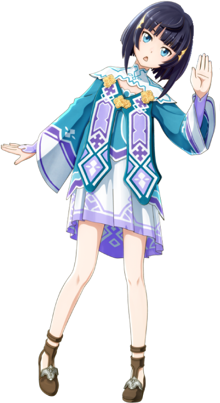 S A O Animated Characterin Blue Outfit PNG Image