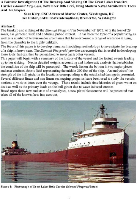 S S Edmund Fitzgerald Research Document PNG Image