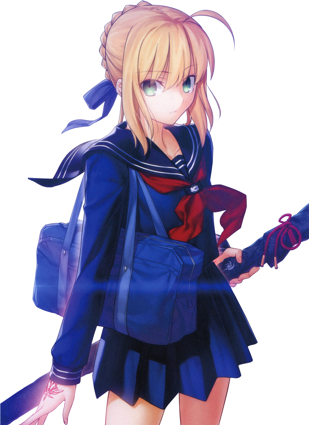 Saberin School Uniform Anime Art PNG Image