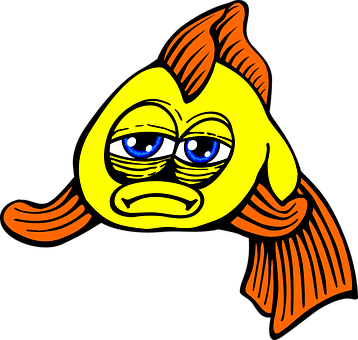 Sad Cartoon Fish Illustration PNG Image