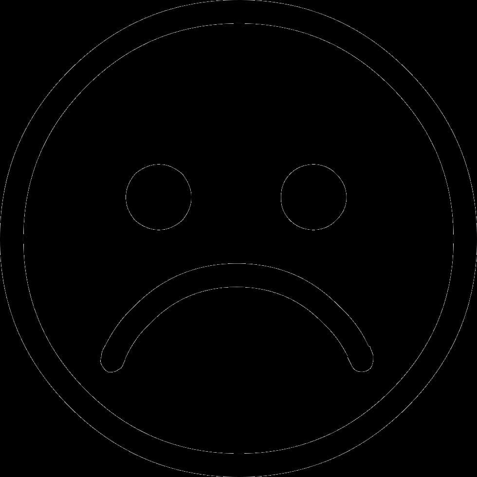 Sad Face Emoji Blackand White PNG Image