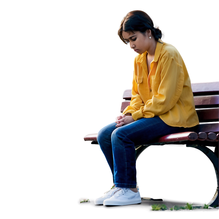 Sad Person On Bench Png 06122024 PNG Image