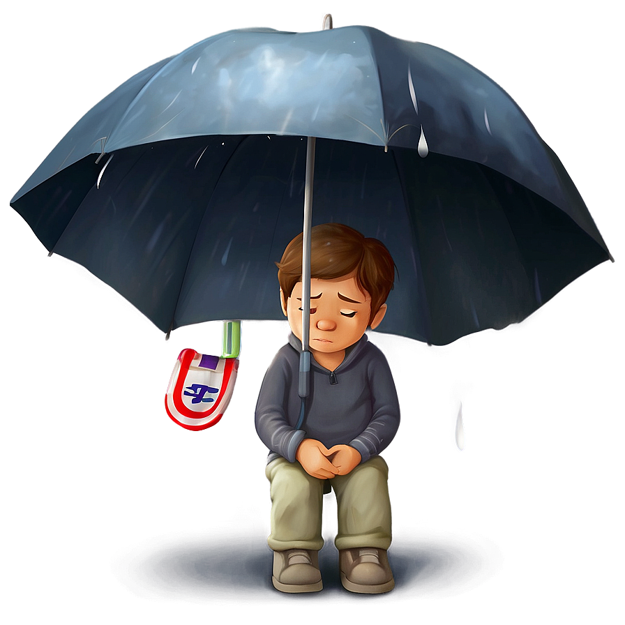 Sad Person With Dark Clouds Png Oyb PNG Image