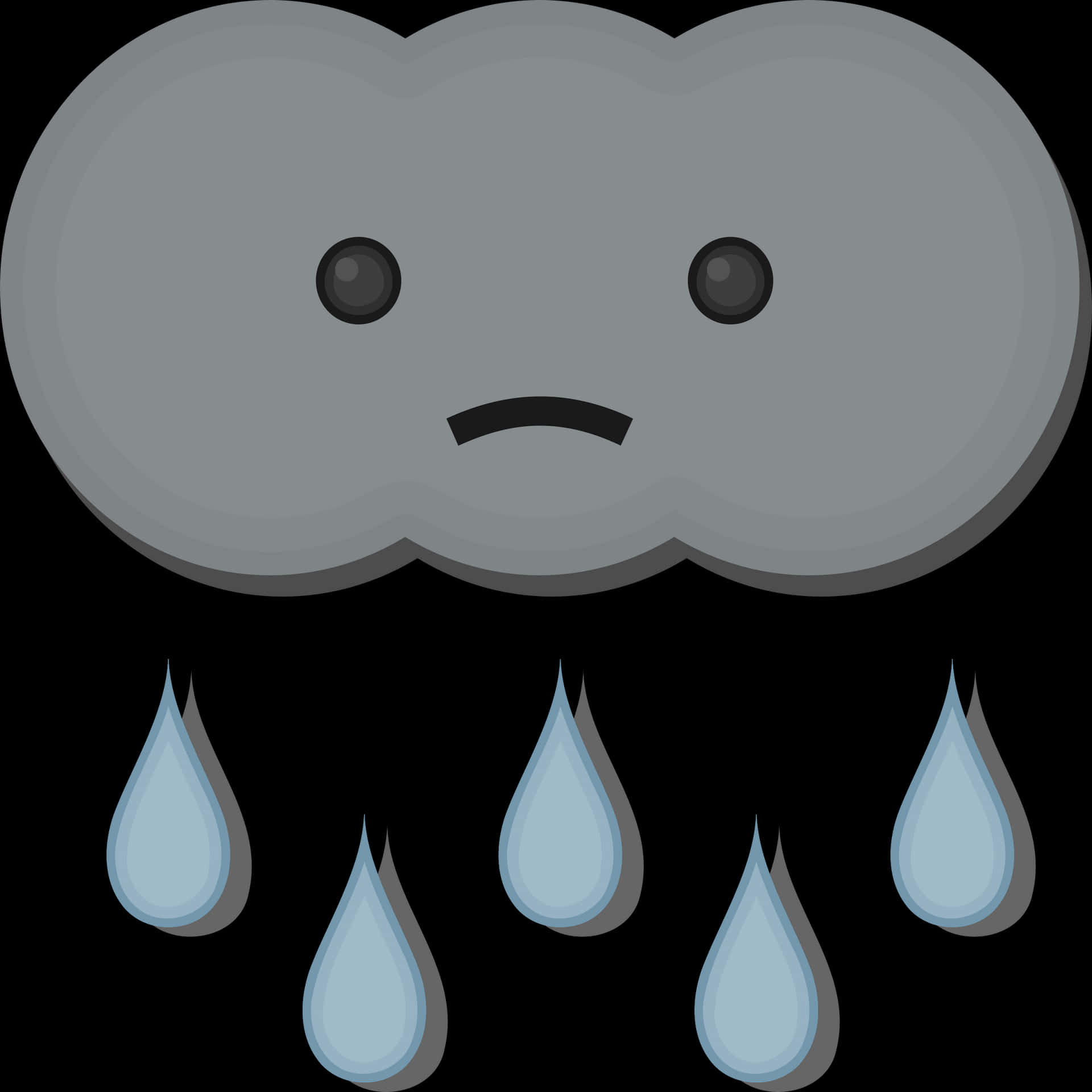 Sad Rain Cloud Cartoon PNG Image