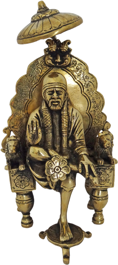 Sai Baba Statue Brass Figurine PNG Image