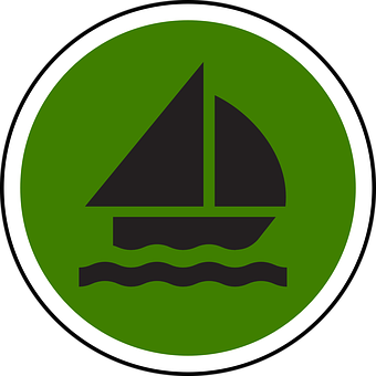 Sailboat Icon Green Circle PNG Image