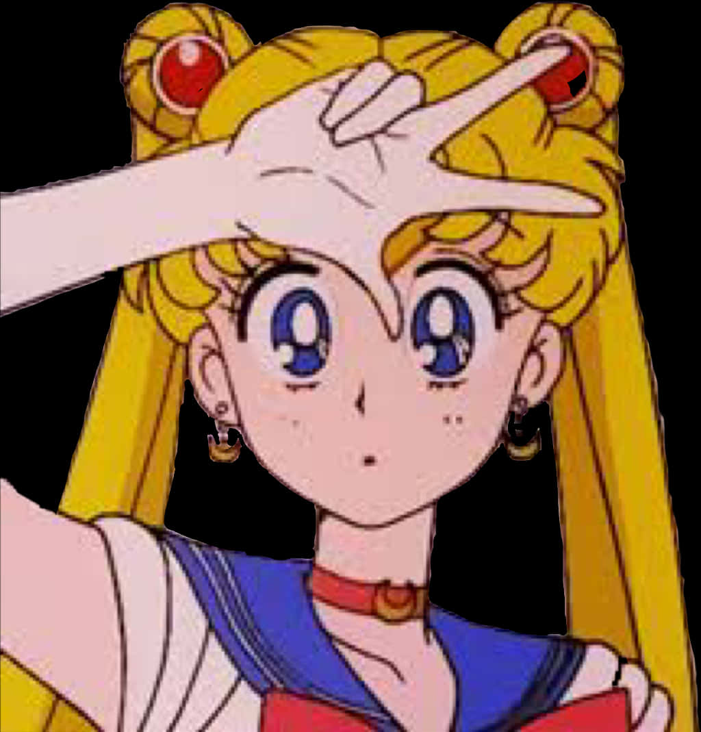 Sailor Moon Anime Character Gesture PNG Image