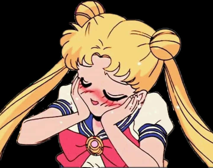 Sailor Moon Blushing Expression PNG Image