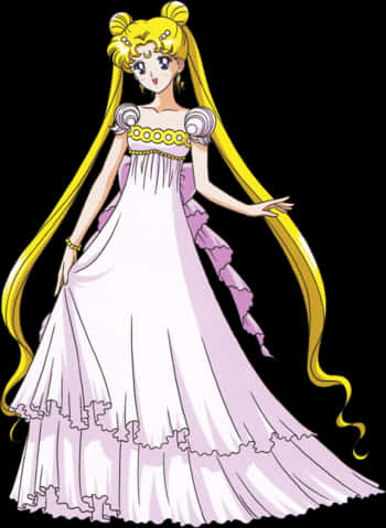 Sailor Moon Princess Serenity Elegant Pose PNG Image