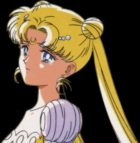 Sailor Moon Side Profile Emotional PNG Image