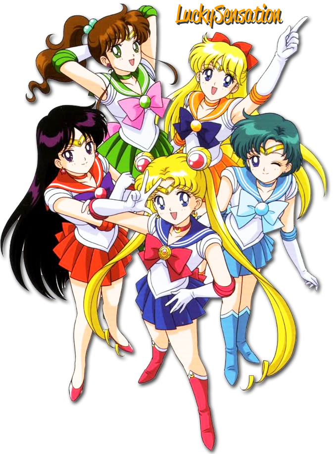 Sailor Moon Team Animated Characters PNG Image