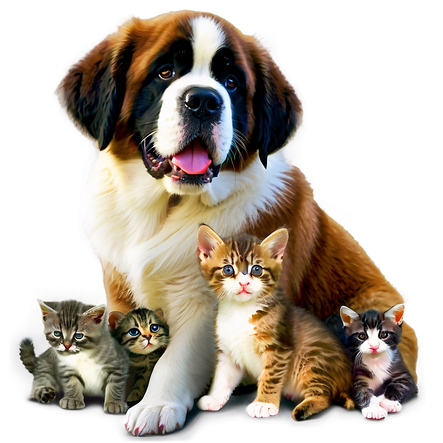 Saint Bernard And Kittens Png 06252024 PNG Image