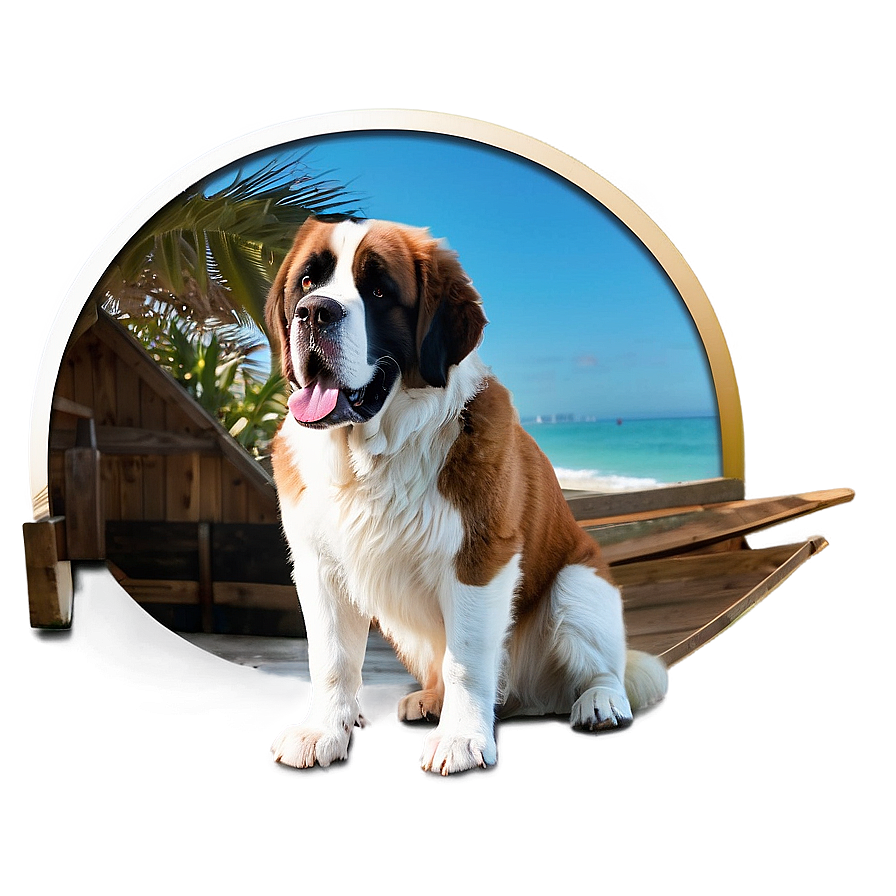 Saint Bernard At The Beach Png 06252024 PNG Image