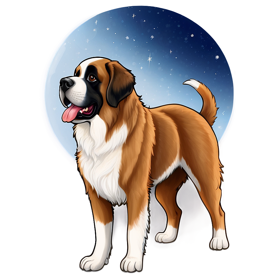 Saint Bernard In The Moonlight Png Wwm PNG Image