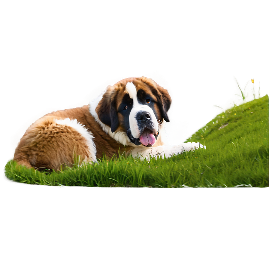 Saint Bernard Lying In Grass Png 06252024 PNG Image