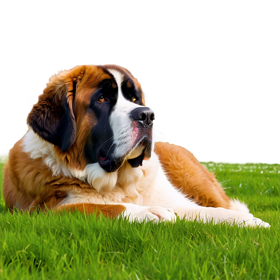 Saint Bernard Lying In Grass Png 40 PNG Image