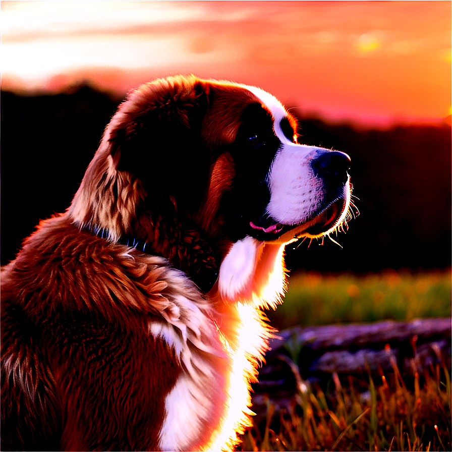 Saint Bernard Watching Sunset Png 06252024 PNG Image