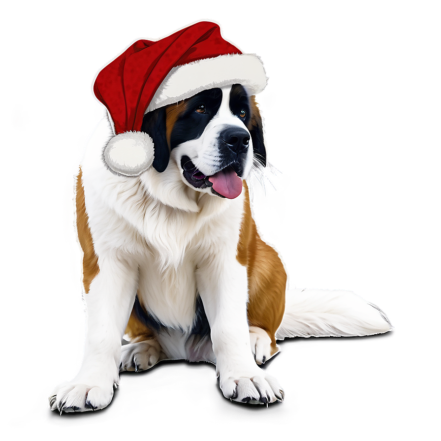 Saint Bernard With Santa Hat Png 38 PNG Image