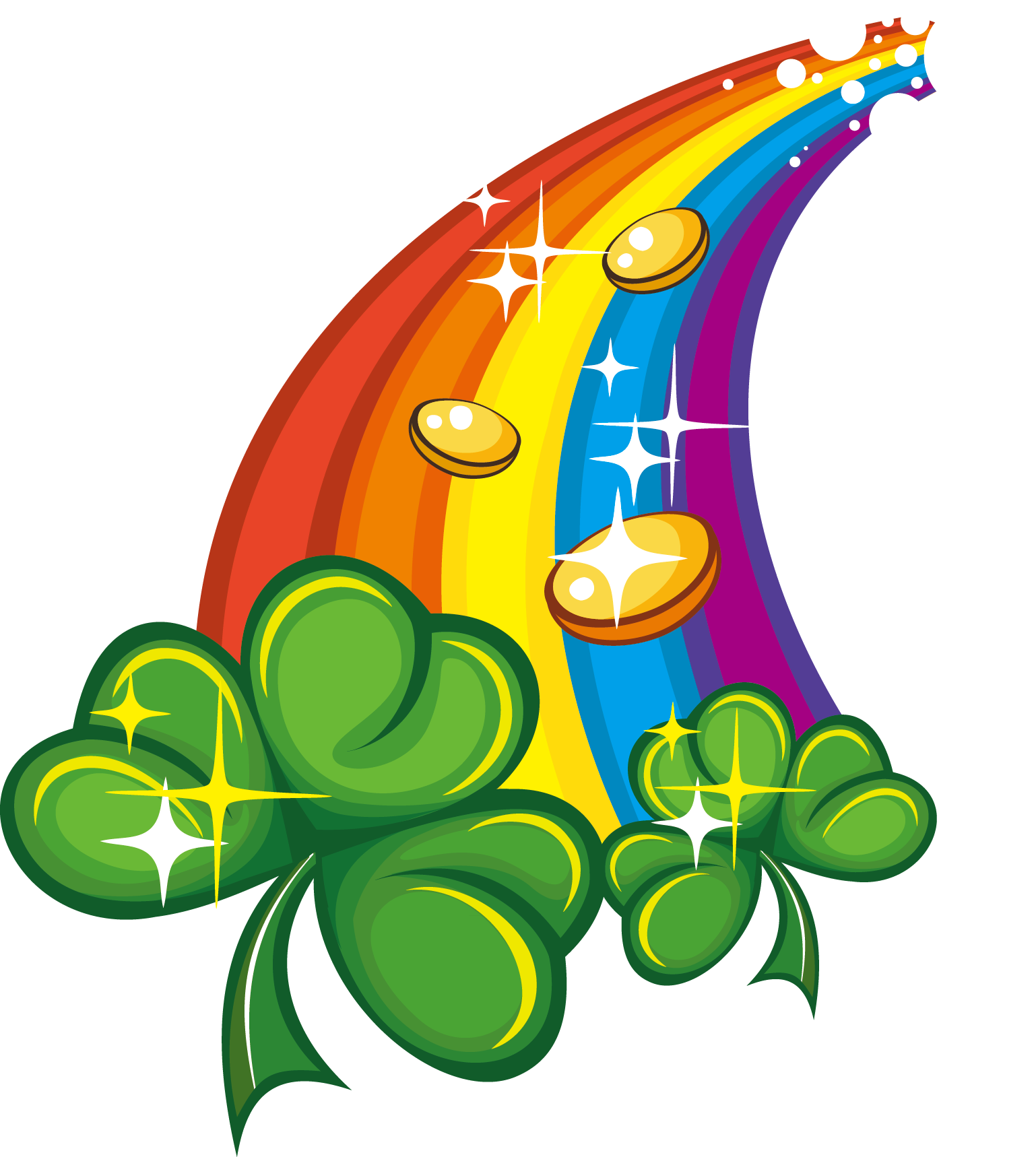 Saint Patricks Day Rainbowand Gold Coins PNG Image