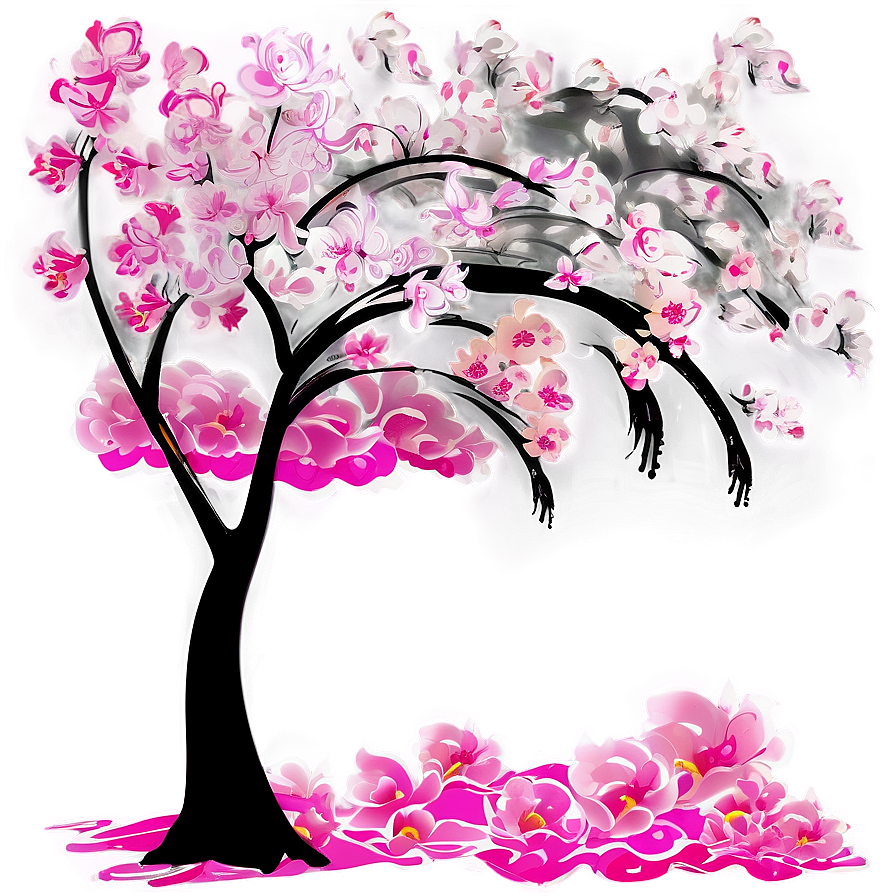 Sakura Tree In Abstract Art Png Ull PNG Image