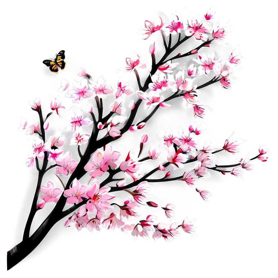 Sakura Tree With Butterfly Png 06122024 PNG Image