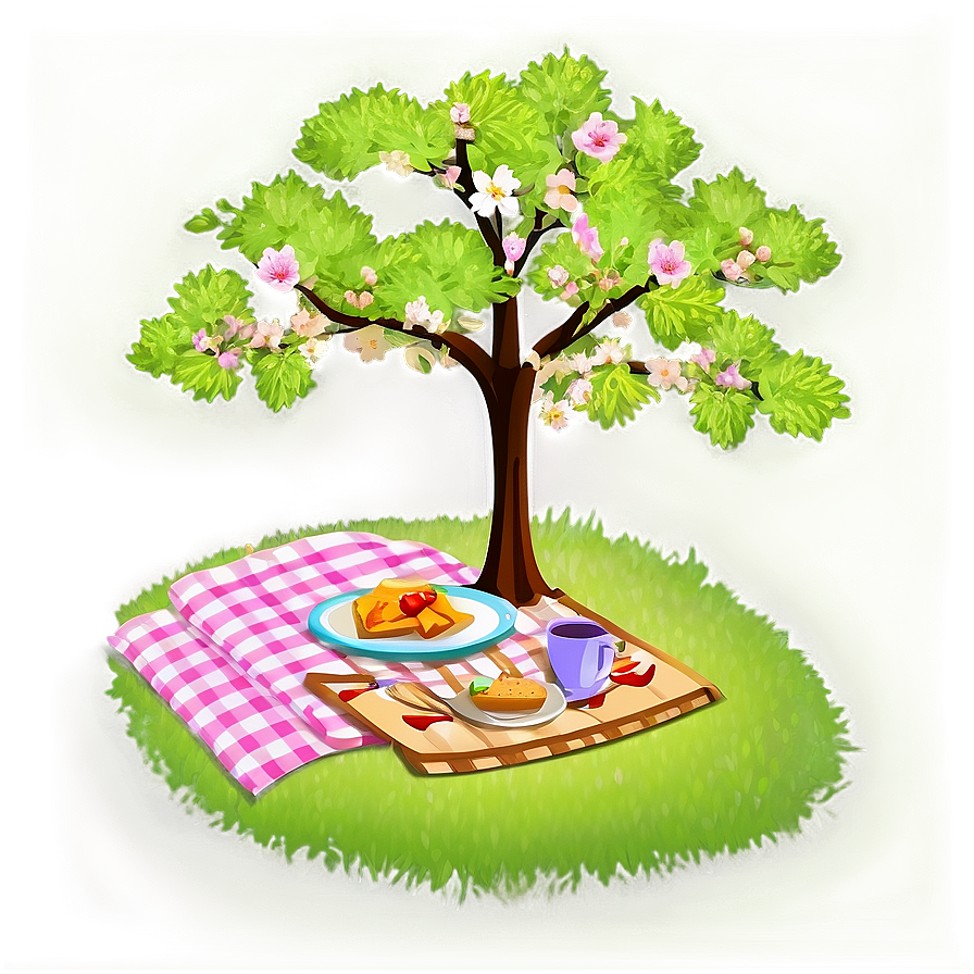 Sakura Tree With Picnic Scene Png Bjy82 PNG Image