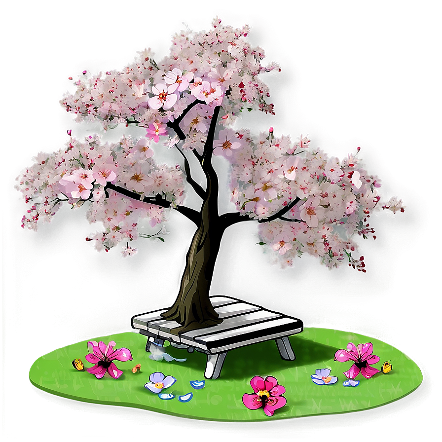 Sakura Tree With Picnic Scene Png Hja PNG Image