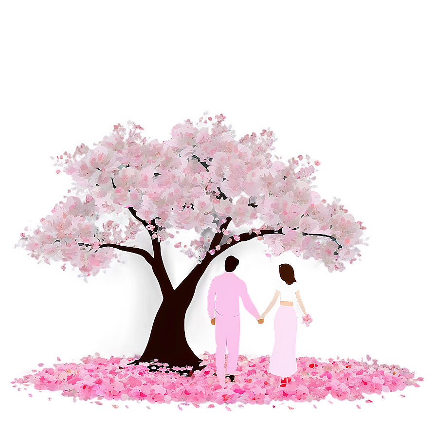 Sakura Tree With Romantic Couple Png 06122024 PNG Image