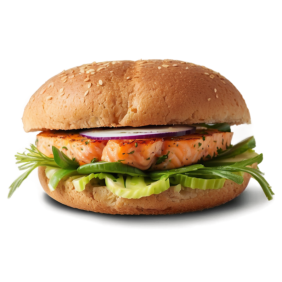 Salmon Burger With Dill Png 05242024 PNG Image