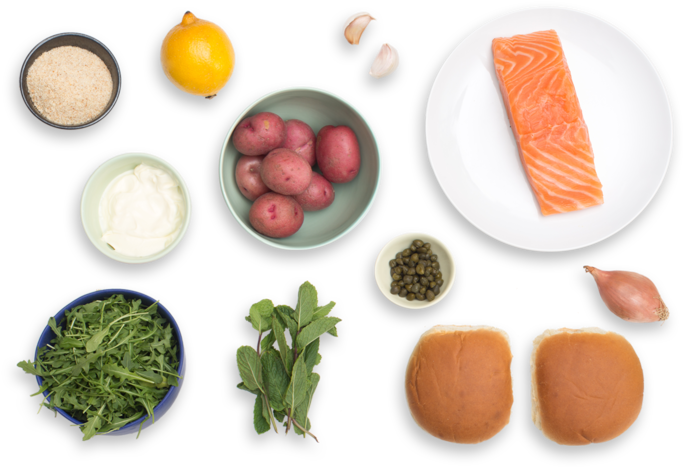 Salmon Ingredients Preparation PNG Image