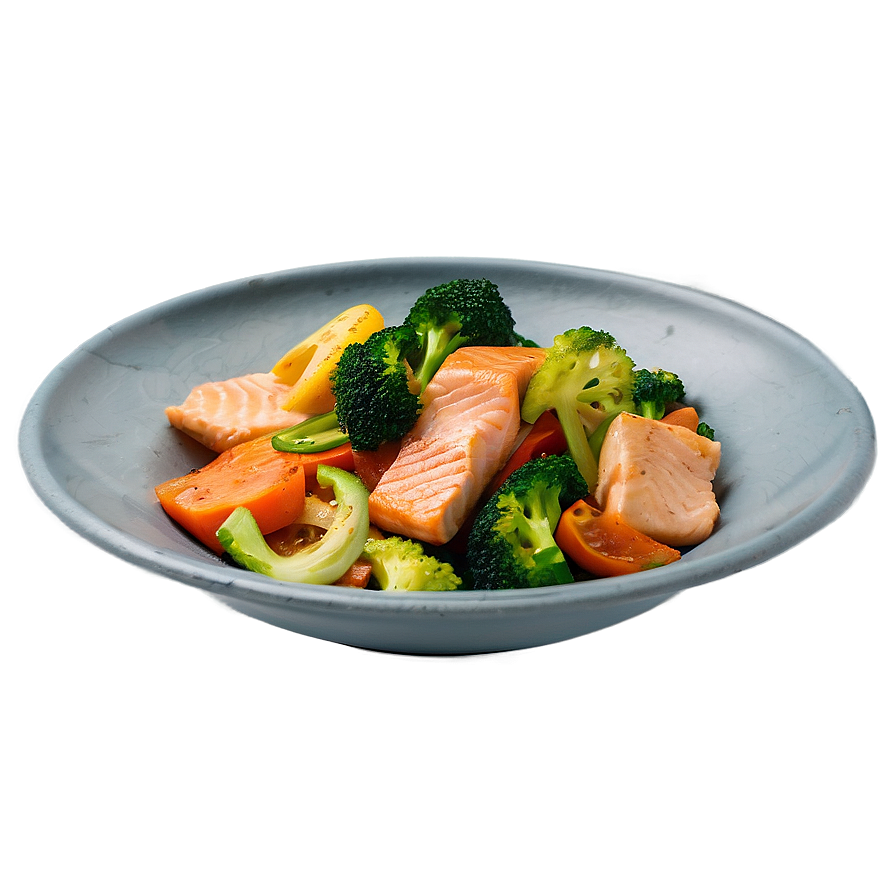 Salmon Vegetable Stir-fry Png Oov33 PNG Image