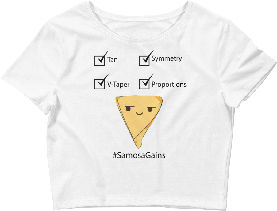 Samosa Gains Fitness Humor Crop Top PNG Image