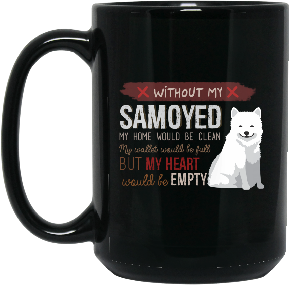 Samoyed Love Black Coffee Mug PNG Image