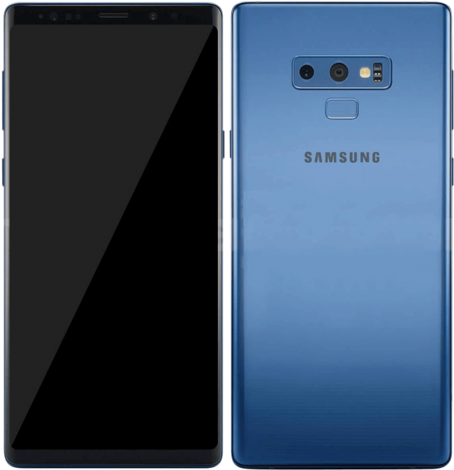 Samsung Blue Smartphone Front Back View PNG Image