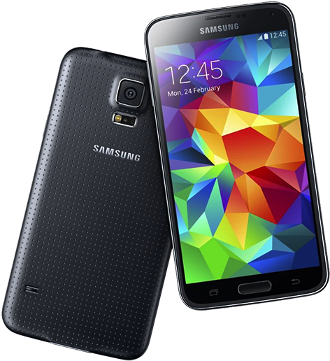 Samsung Galaxy S5 Smartphone Displayand Back Cover PNG Image